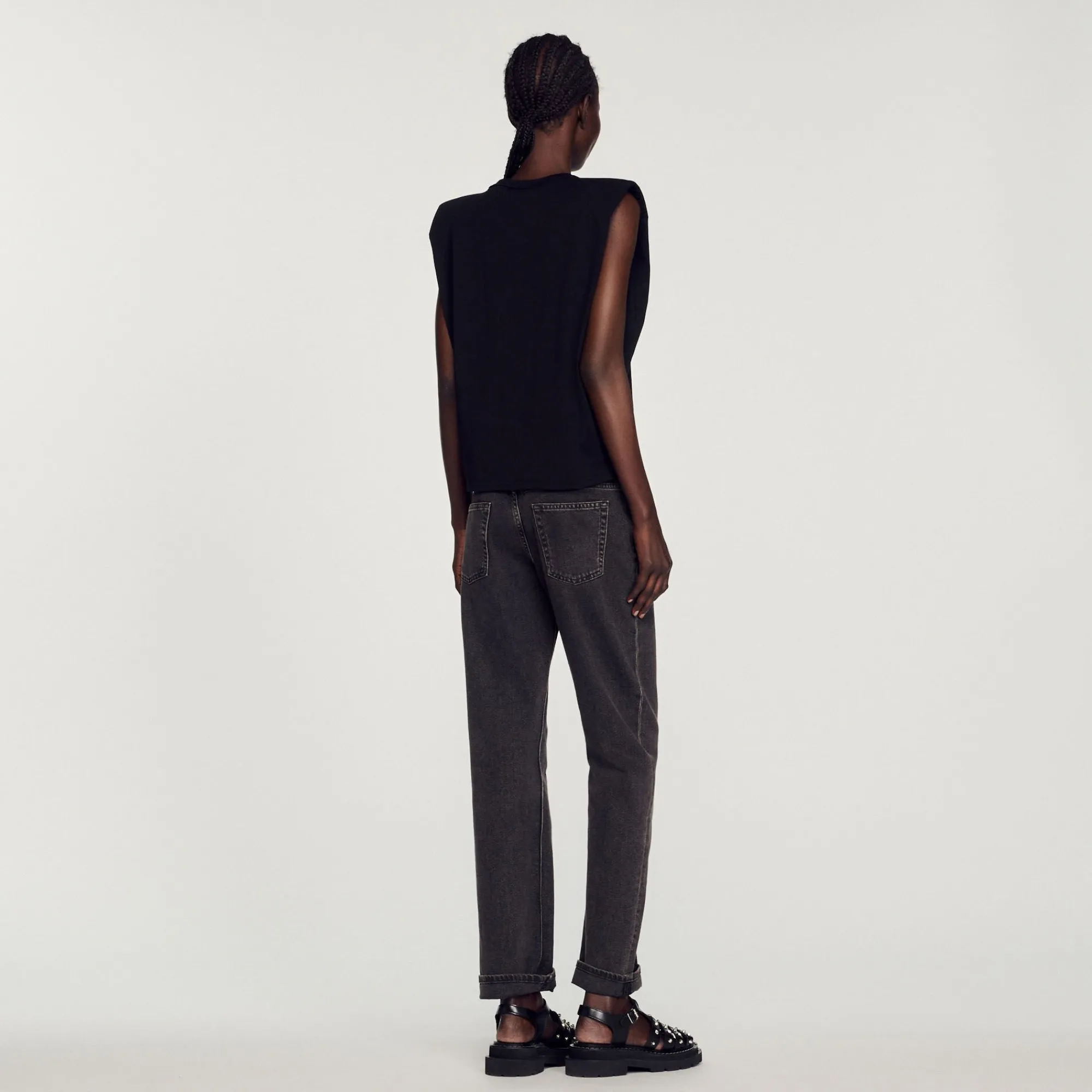 T-Shirts*SANDRO T-shirt Goutte Strass Noir