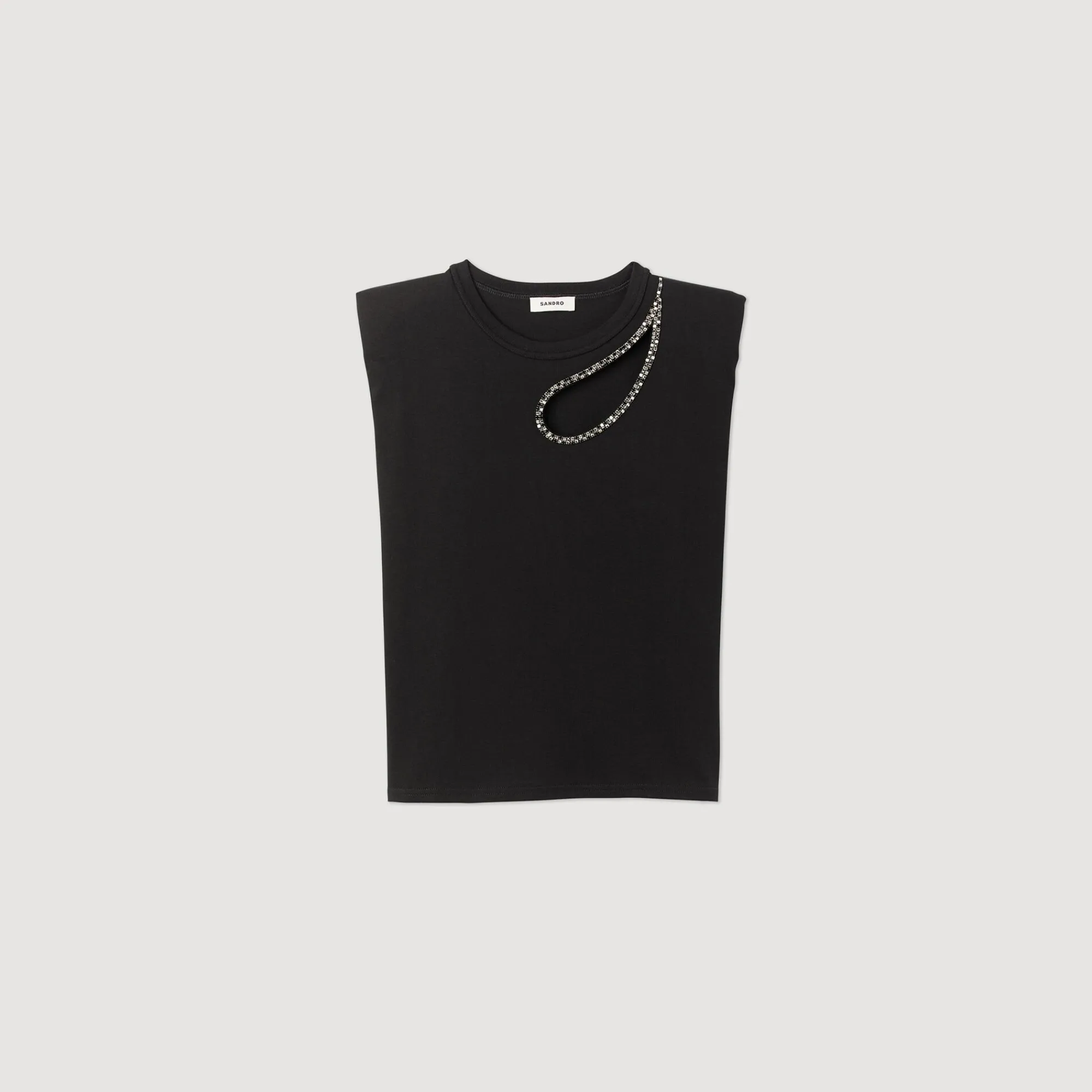 T-Shirts*SANDRO T-shirt Goutte Strass Noir