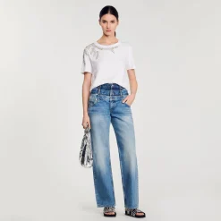 T-Shirts*SANDRO T-shirt Orné De Strass blanc