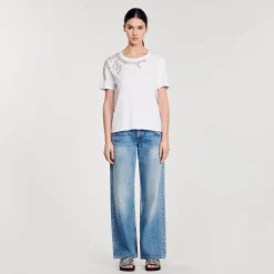 T-Shirts*SANDRO T-shirt Orné De Strass blanc