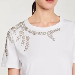T-Shirts*SANDRO T-shirt Orné De Strass blanc