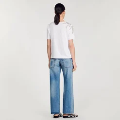 T-Shirts*SANDRO T-shirt Orné De Strass blanc
