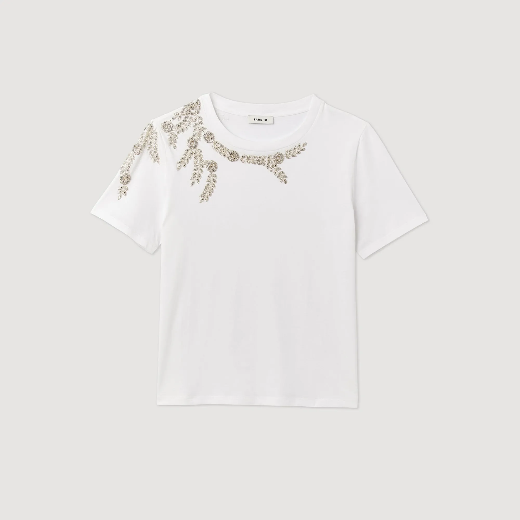 T-Shirts*SANDRO T-shirt Orné De Strass blanc