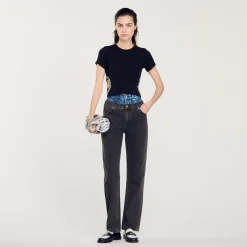 T-Shirts*SANDRO T-shirt Orné De Strass Noir
