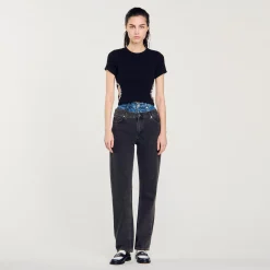 T-Shirts*SANDRO T-shirt Orné De Strass Noir