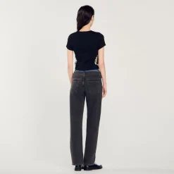 T-Shirts*SANDRO T-shirt Orné De Strass Noir