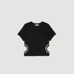 T-Shirts*SANDRO T-shirt Orné De Strass Noir