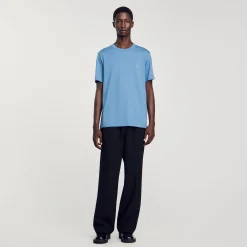 T-Shirts & Polos*SANDRO T-shirt Patch Square Cross Bleu jean