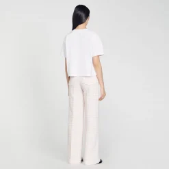 T-Shirts*SANDRO T-shirt Rose Strass blanc