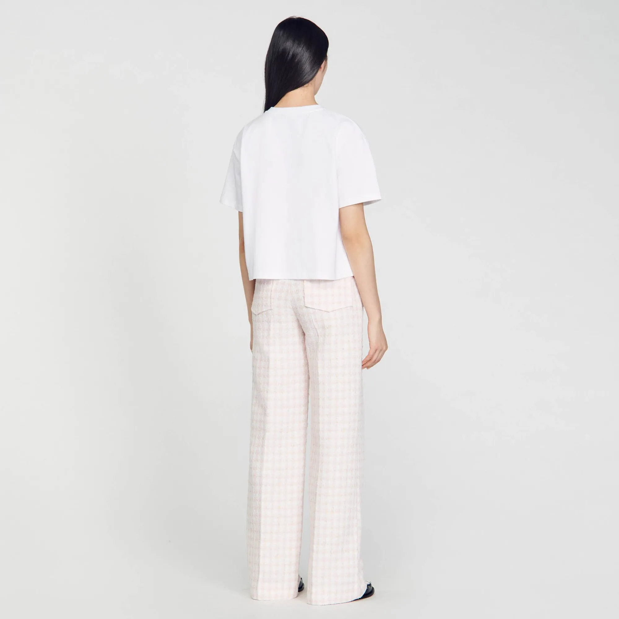 T-Shirts*SANDRO T-shirt Rose Strass blanc