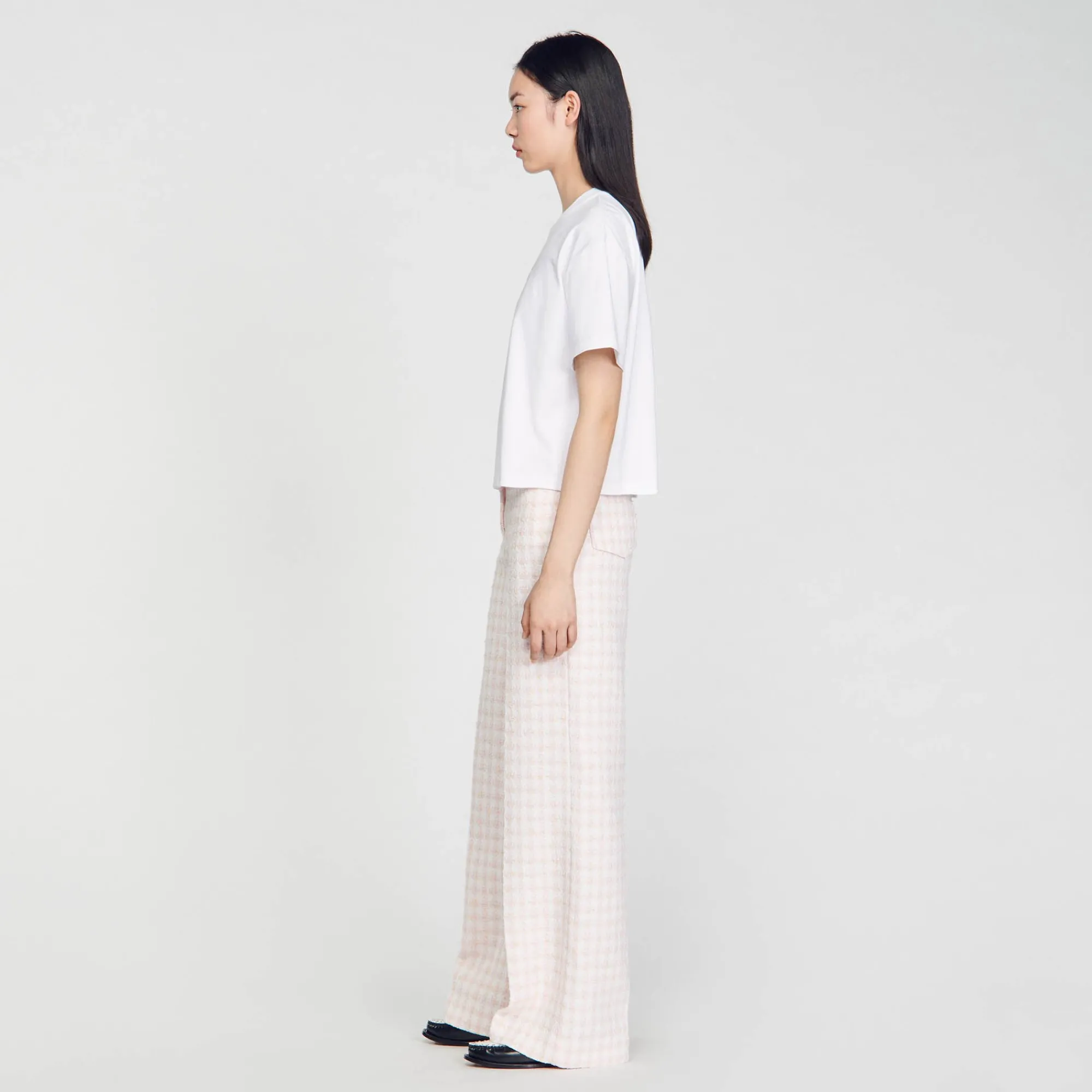 T-Shirts*SANDRO T-shirt Rose Strass blanc