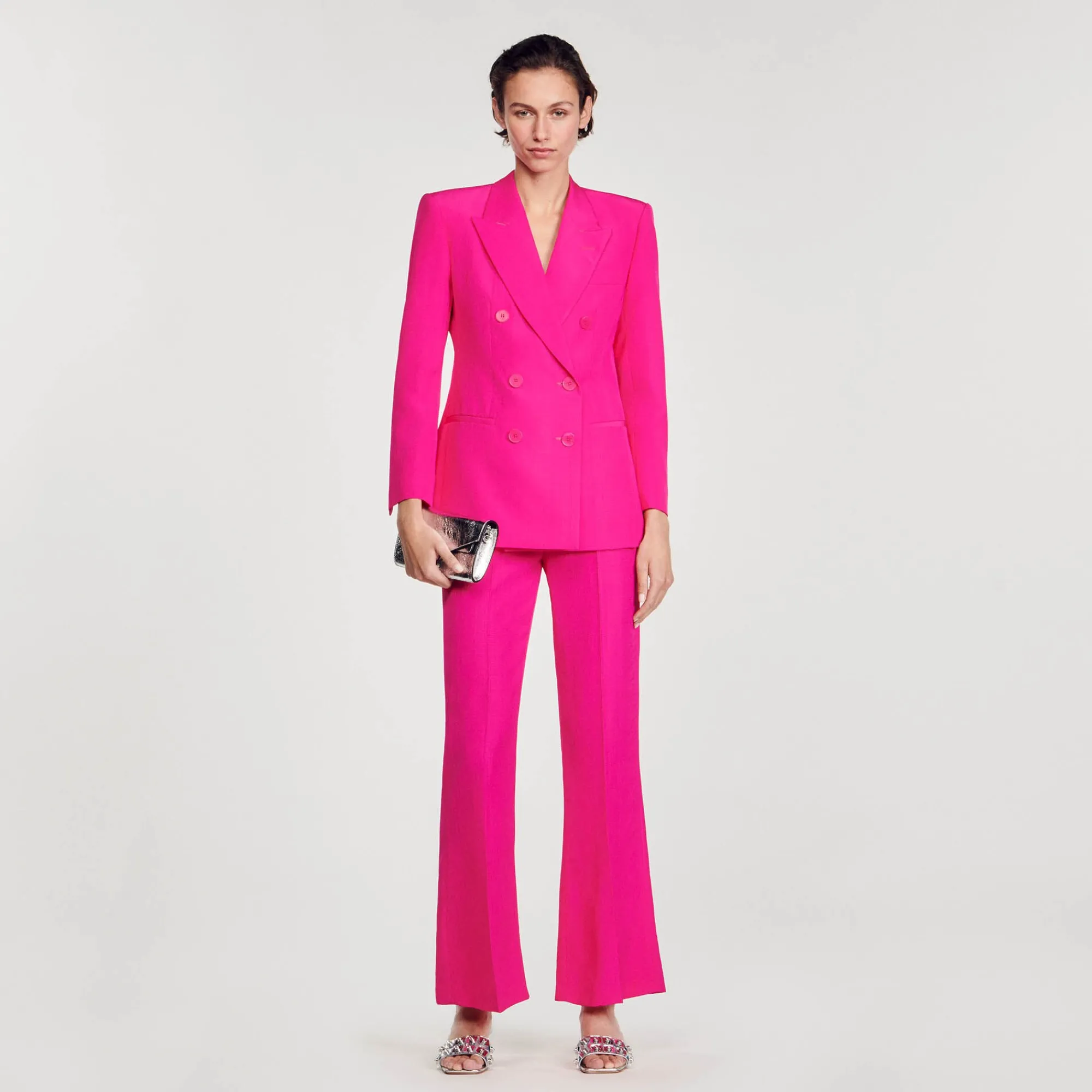 Costumes|Blousons & Vestes*SANDRO Veste à Boutonnage Croisé Fushia