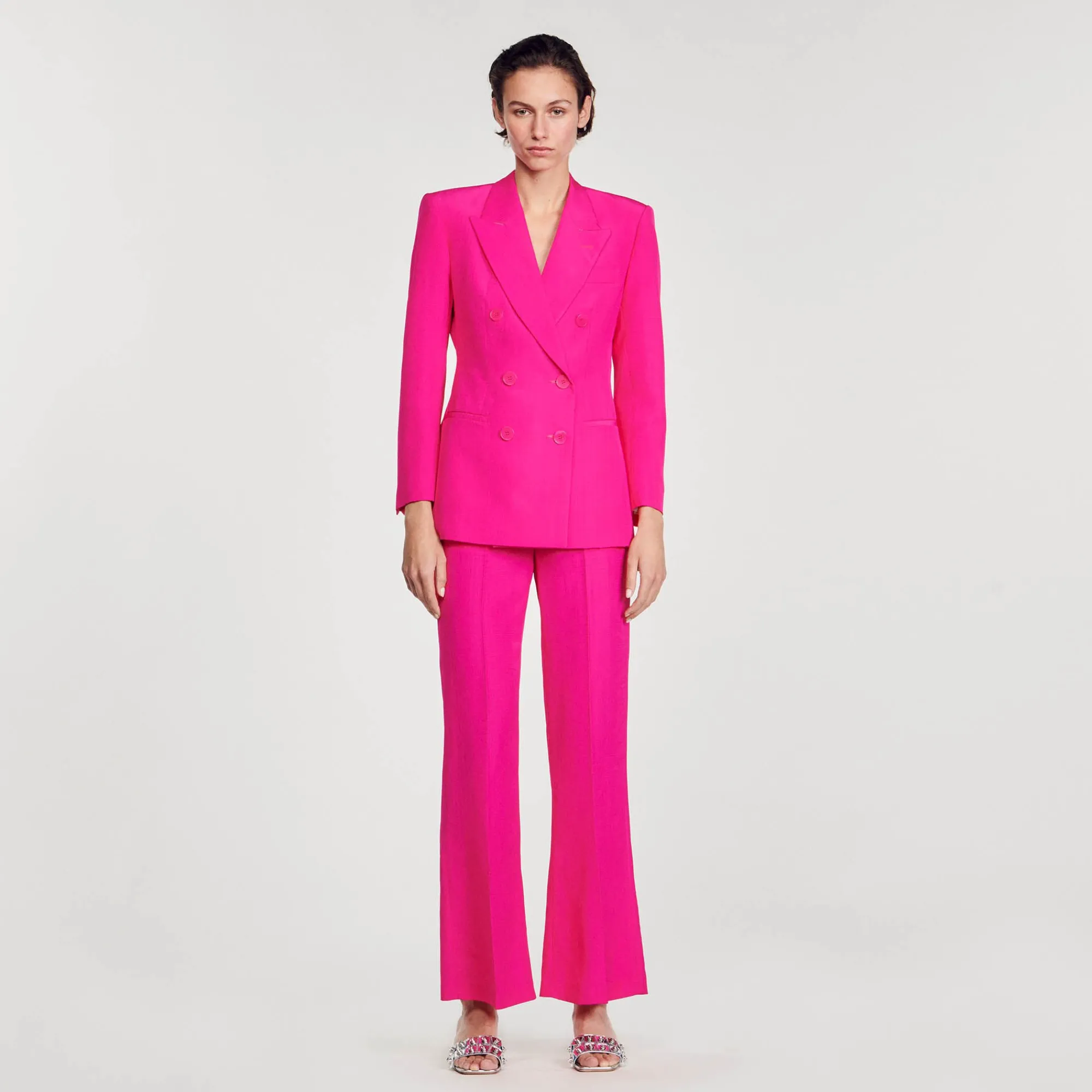 Costumes|Blousons & Vestes*SANDRO Veste à Boutonnage Croisé Fushia