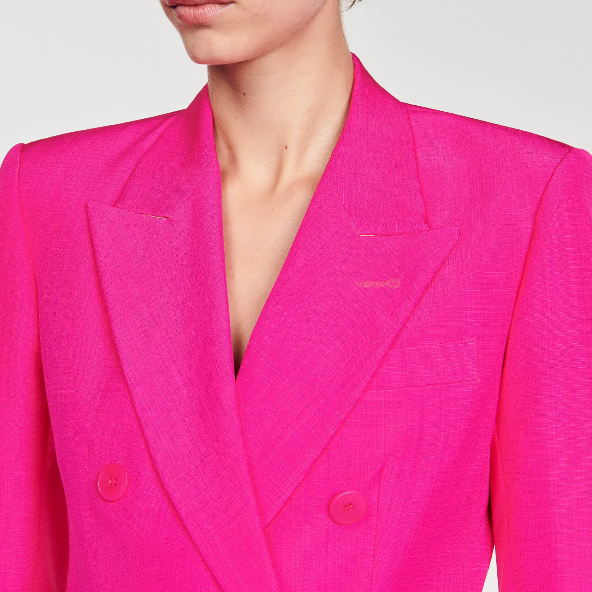 Costumes|Blousons & Vestes*SANDRO Veste à Boutonnage Croisé Fushia