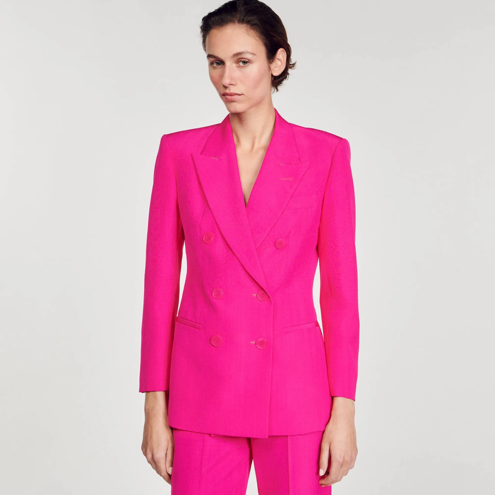 Costumes|Blousons & Vestes*SANDRO Veste à Boutonnage Croisé Fushia