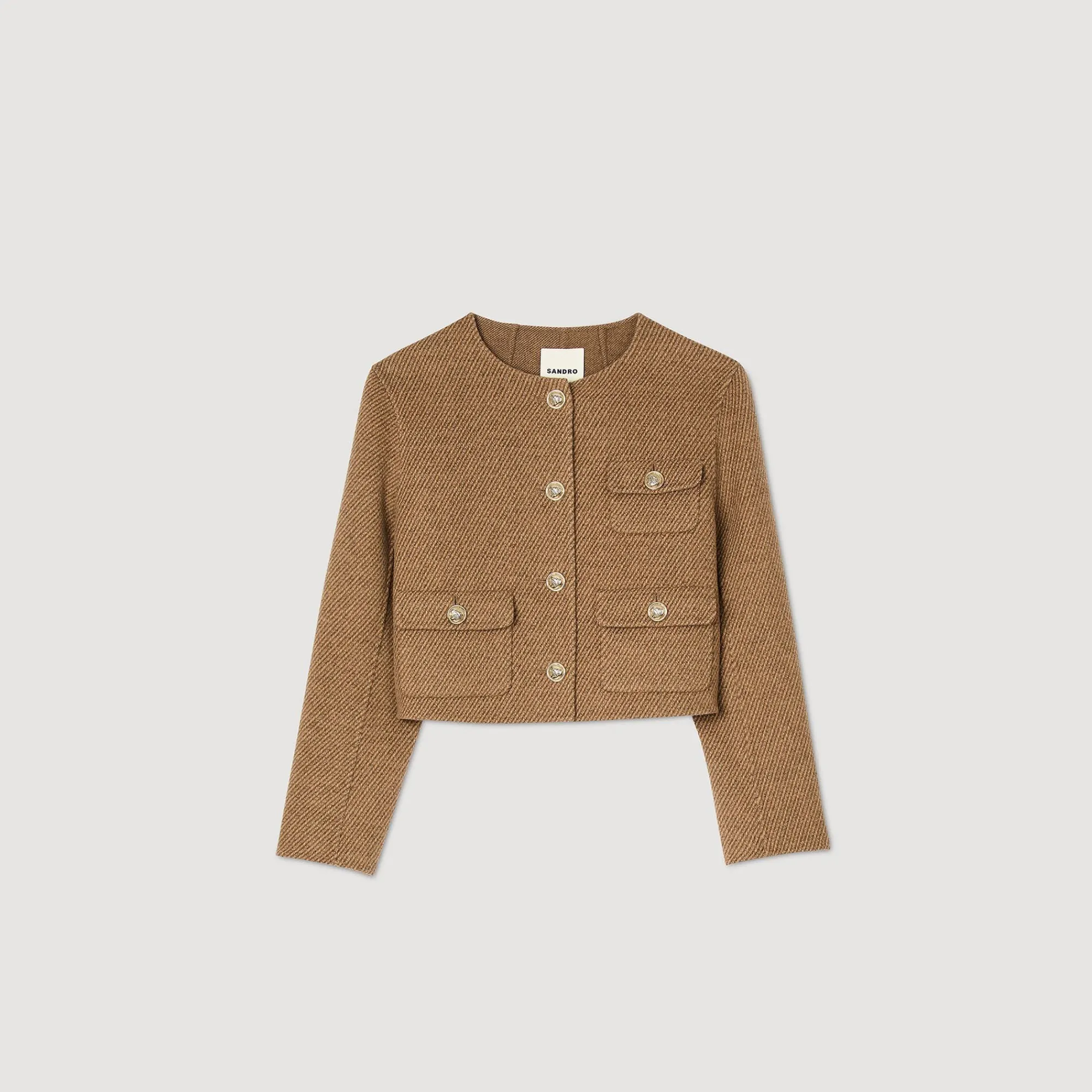 Blousons & Vestes*SANDRO Veste Courte à Boutons Marron