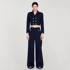 Costumes|Blousons & Vestes*SANDRO Veste Courte à Double Boutonnage Bleu marine