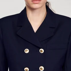 Costumes|Blousons & Vestes*SANDRO Veste Courte à Double Boutonnage Bleu marine
