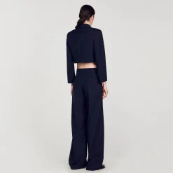 Costumes|Blousons & Vestes*SANDRO Veste Courte à Double Boutonnage Bleu marine