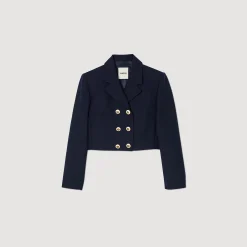 Costumes|Blousons & Vestes*SANDRO Veste Courte à Double Boutonnage Bleu marine