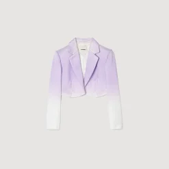 Costumes|Blousons & Vestes*SANDRO Veste Courte De Costume Ecru / Parme