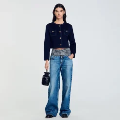 Blousons & Vestes*SANDRO Veste Courte En Laine Marine