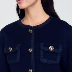 Blousons & Vestes*SANDRO Veste Courte En Laine Marine