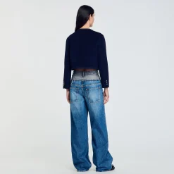 Blousons & Vestes*SANDRO Veste Courte En Laine Marine