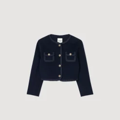 Blousons & Vestes*SANDRO Veste Courte En Laine Marine