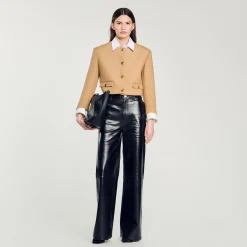 Blousons & Vestes*SANDRO Veste Courte En Laine Mélangée Camel