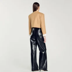 Blousons & Vestes*SANDRO Veste Courte En Laine Mélangée Camel