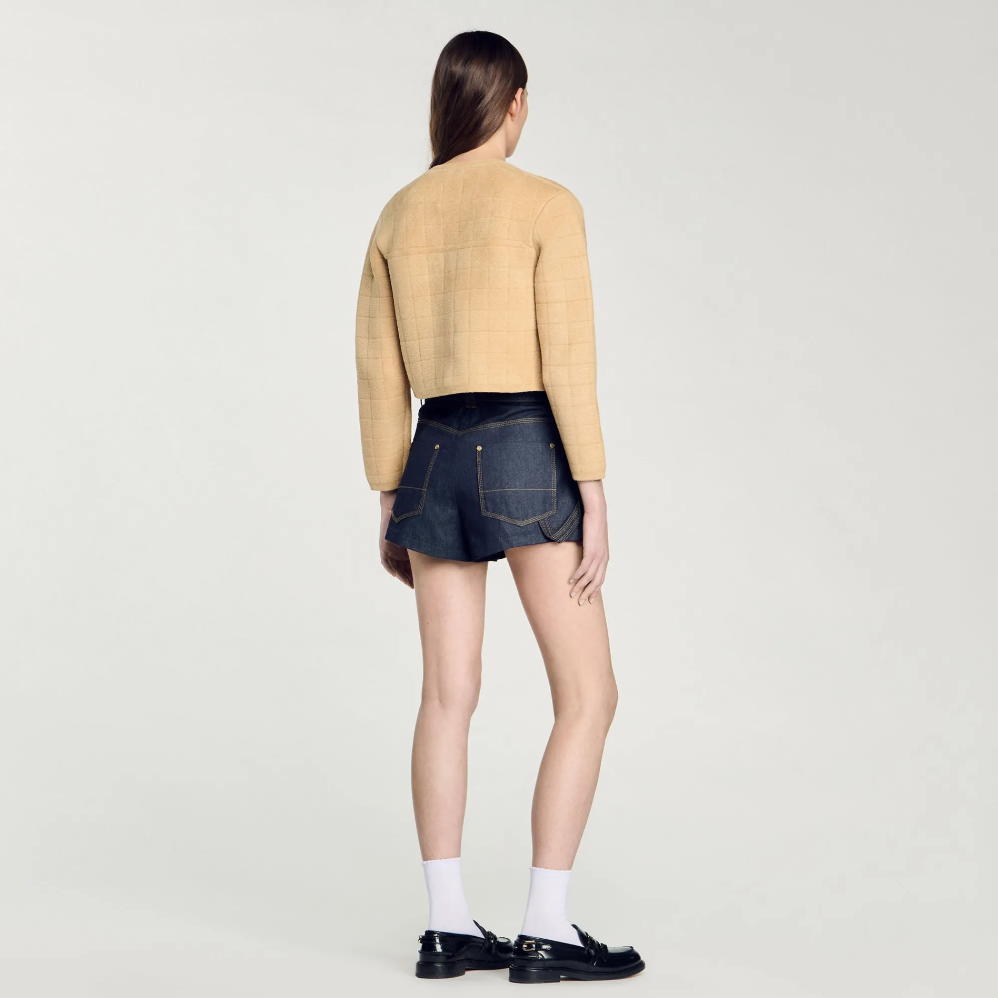 Pulls & Cardigans*SANDRO Veste Courte En Maille Camel