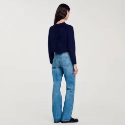 Pulls & Cardigans*SANDRO Veste Courte En Maille Marine