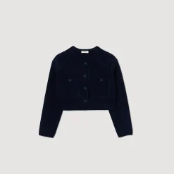 Pulls & Cardigans*SANDRO Veste Courte En Maille Marine