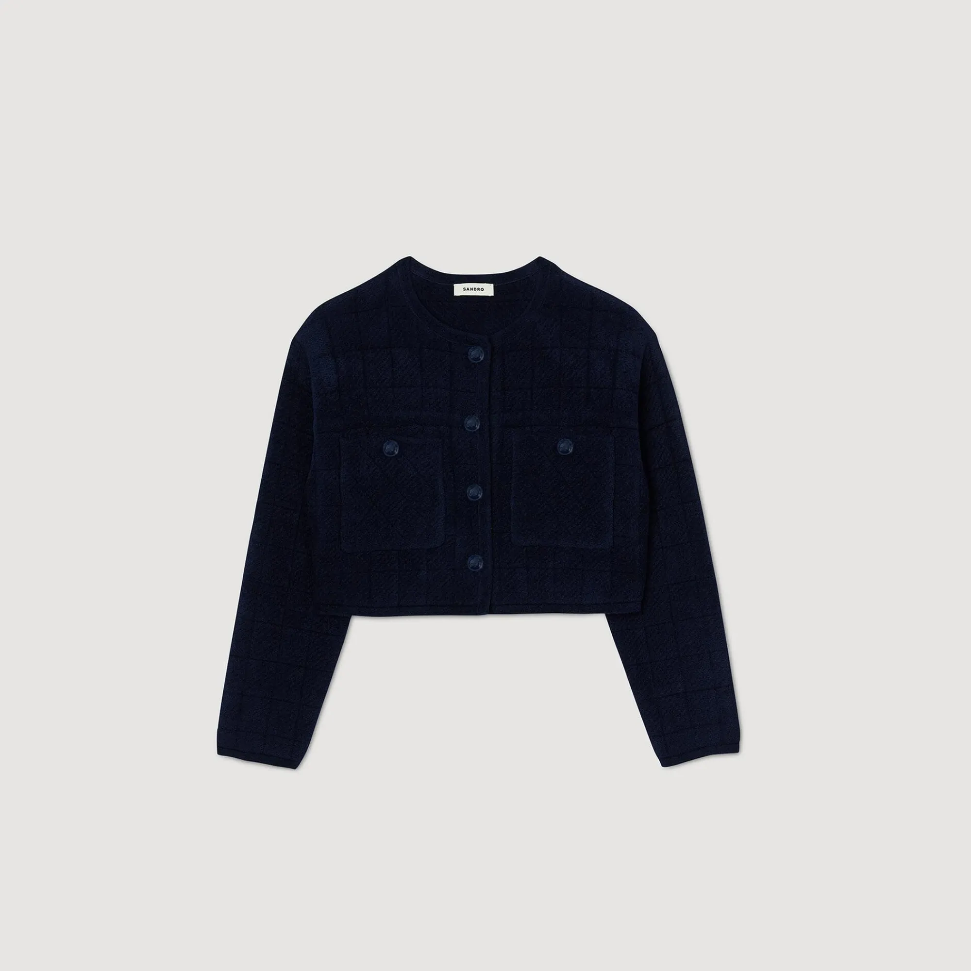 Pulls & Cardigans*SANDRO Veste Courte En Maille Marine