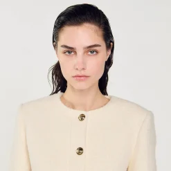 Ensembles|Blousons & Vestes*SANDRO Veste Courte En Tissu Bouclé blanc