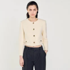Ensembles|Blousons & Vestes*SANDRO Veste Courte En Tissu Bouclé blanc