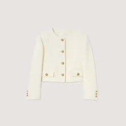 Ensembles|Blousons & Vestes*SANDRO Veste Courte En Tissu Bouclé blanc
