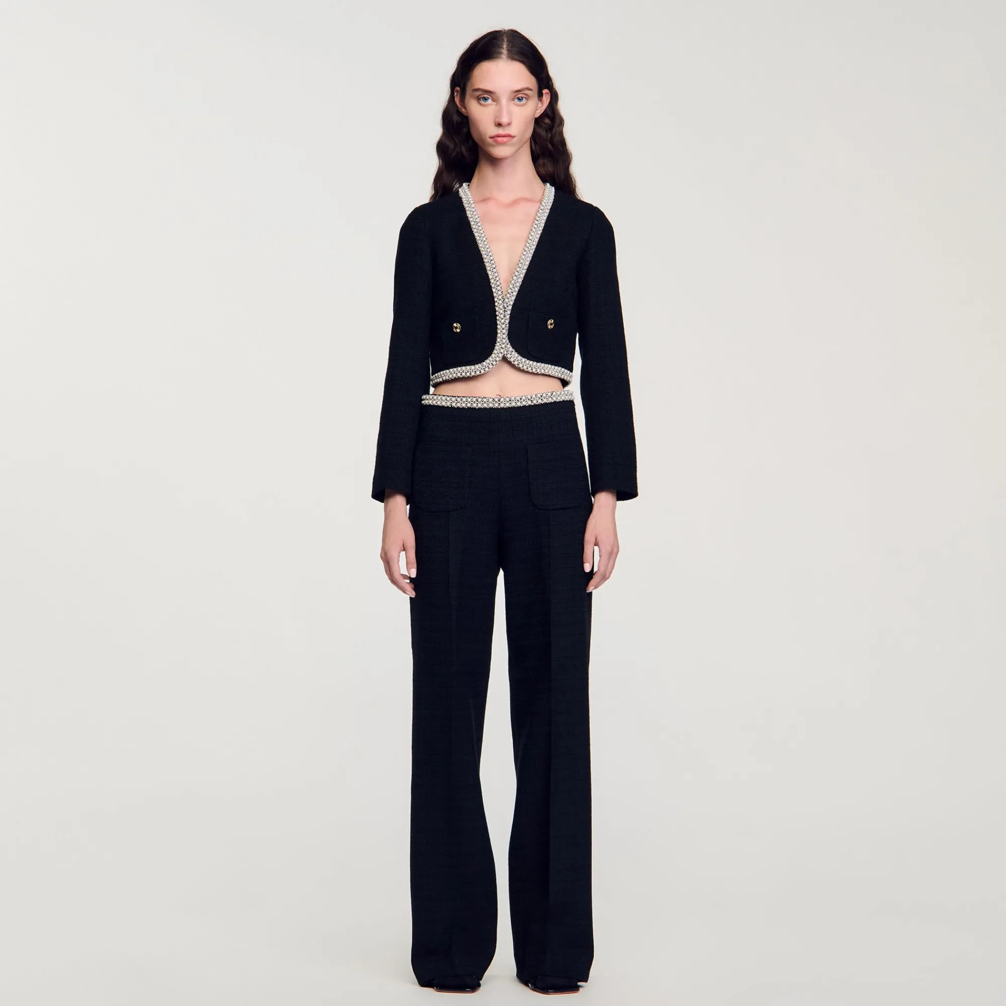 Ensembles|Blousons & Vestes*SANDRO Veste Courte En Tweed Noir