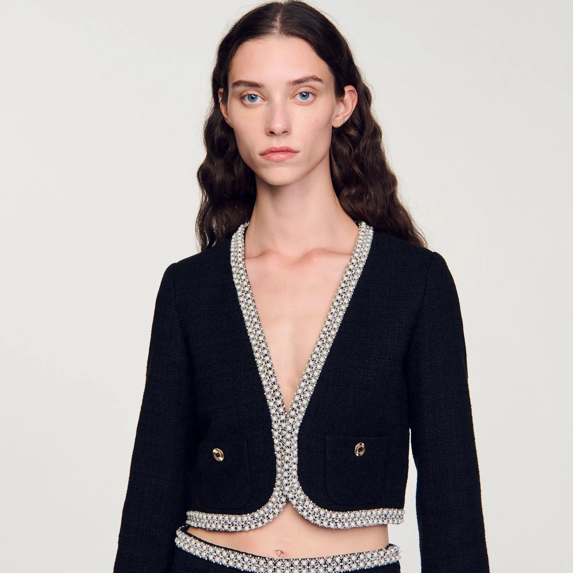 Ensembles|Blousons & Vestes*SANDRO Veste Courte En Tweed Noir