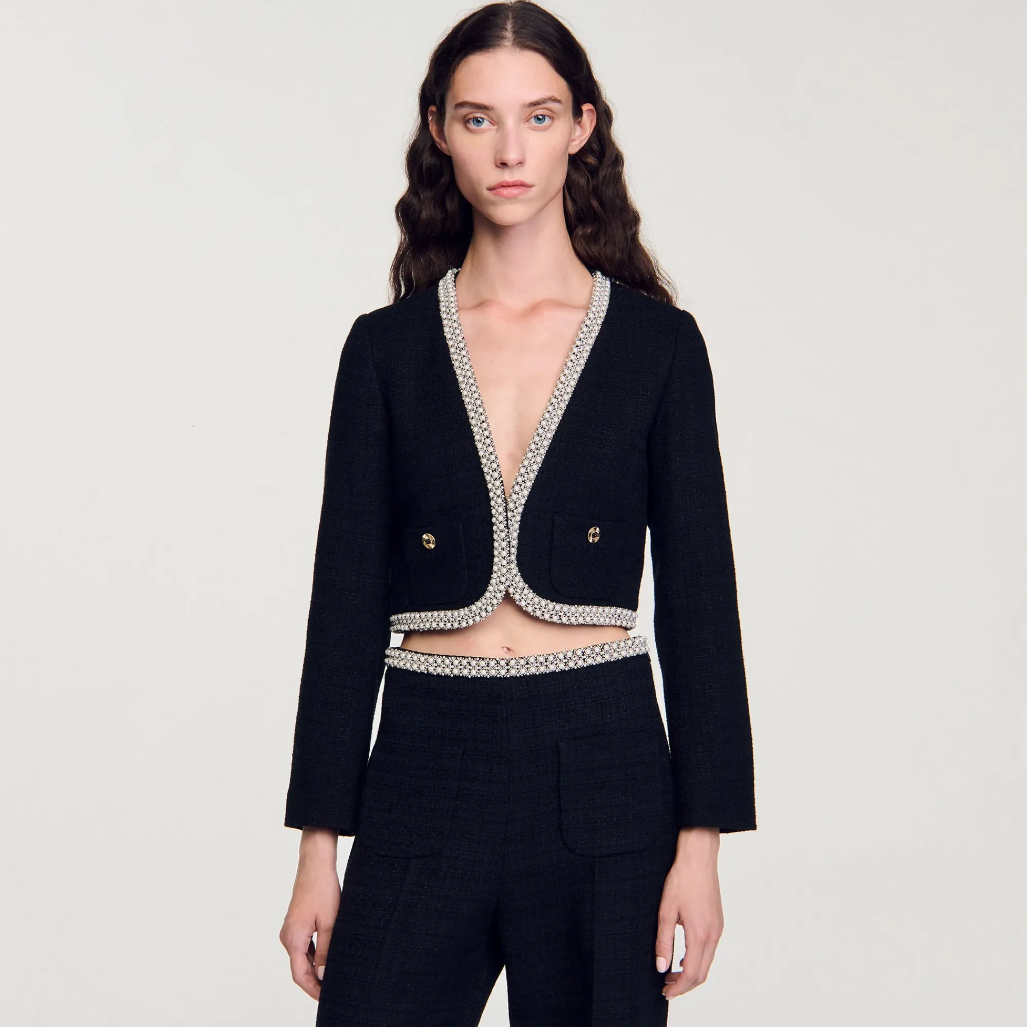 Ensembles|Blousons & Vestes*SANDRO Veste Courte En Tweed Noir