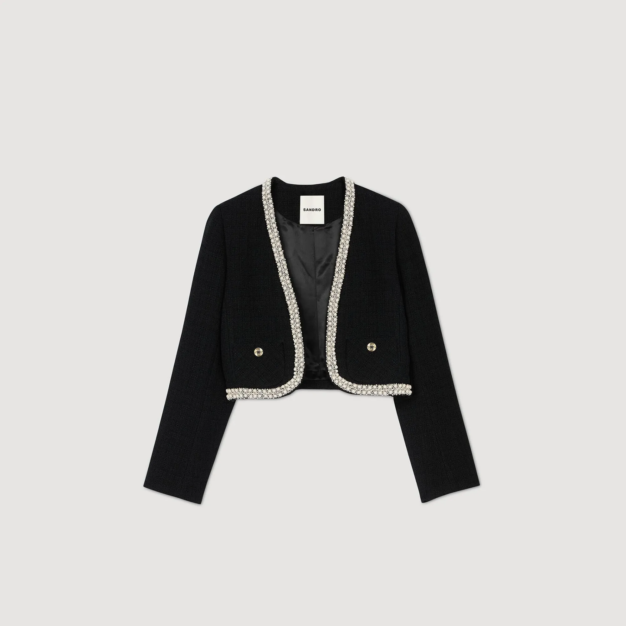 Ensembles|Blousons & Vestes*SANDRO Veste Courte En Tweed Noir