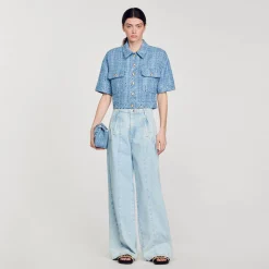 Ensembles|Blousons & Vestes*SANDRO Veste Courte En Tweed Bleu