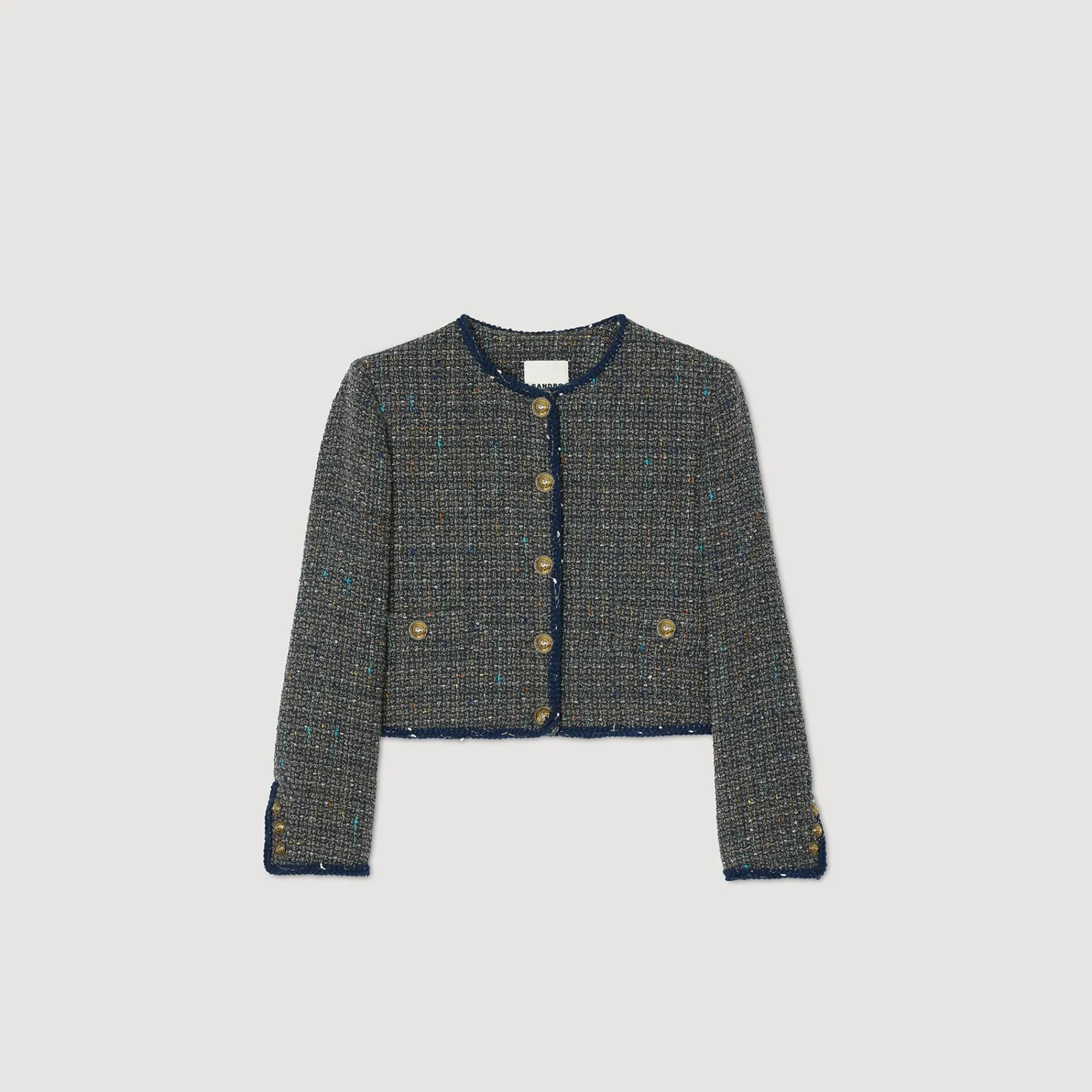 Blousons & Vestes*SANDRO Veste Courte En Tweed Gris
