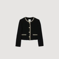 Blousons & Vestes*SANDRO Veste Courte En Tweed Noir