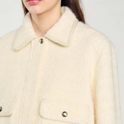Blousons & Vestes*SANDRO Veste Courte En Tweed Ecru