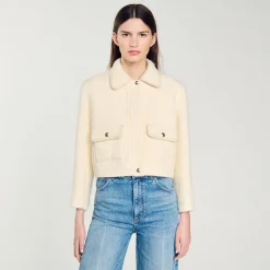 Blousons & Vestes*SANDRO Veste Courte En Tweed Ecru