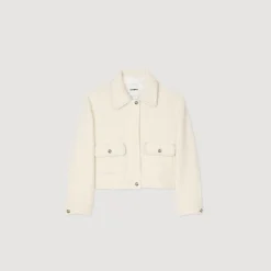 Blousons & Vestes*SANDRO Veste Courte En Tweed Ecru