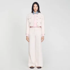 Costumes|Ensembles*SANDRO Veste Courte En Tweed Fantaisie Rose Clair