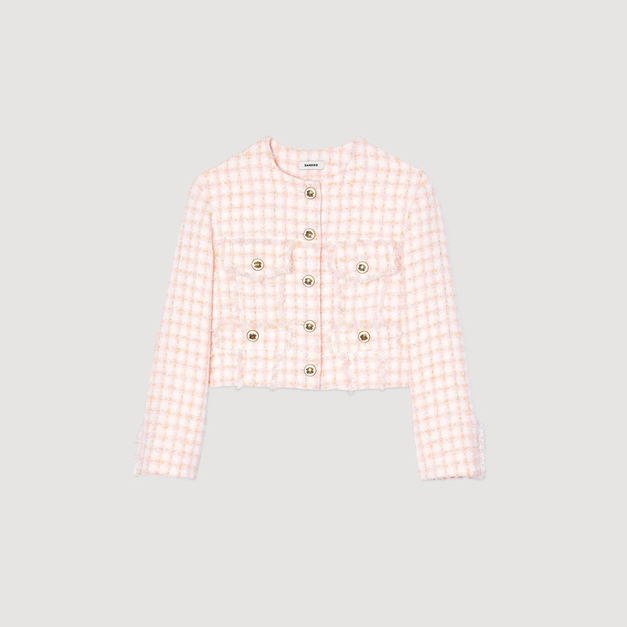Costumes|Ensembles*SANDRO Veste Courte En Tweed Fantaisie Rose Clair